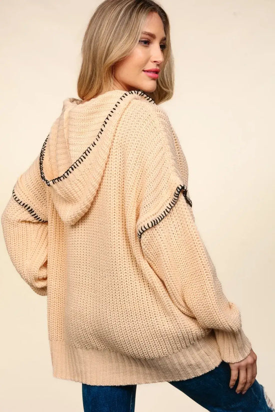 RIAX RIZON Haptics Contrast Stitching Long Sleeve Hooded Sweater