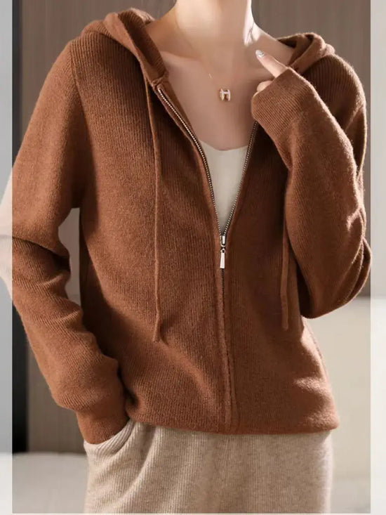 RIAX RIZON Drawstring Zip Up Long Sleeve Hooded Sweater