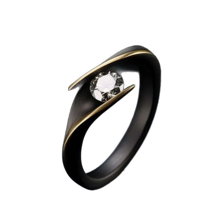 RIAX RIZON Female Minimalist Retro Diamond Studded Ring