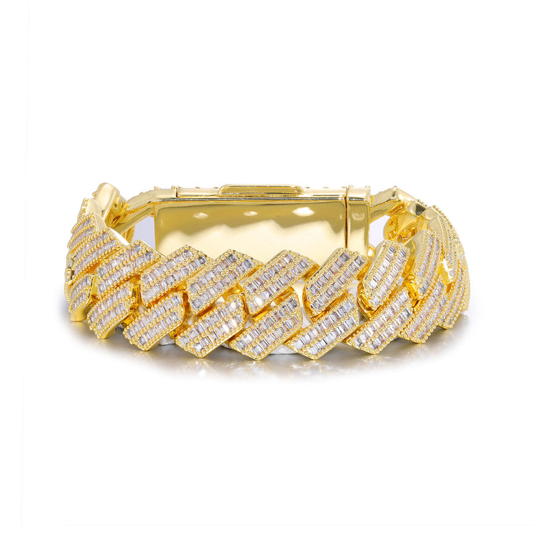 RIAX RIZON Zircon Rhombic Cuban Bracelet for Men