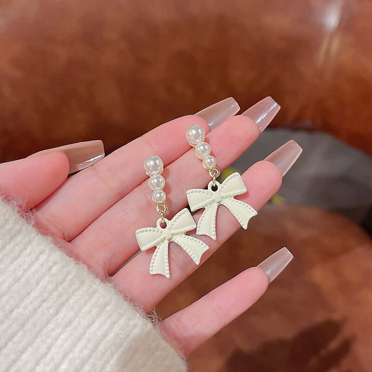 RIAX RIZON Luxury Pearl Bow Earrings