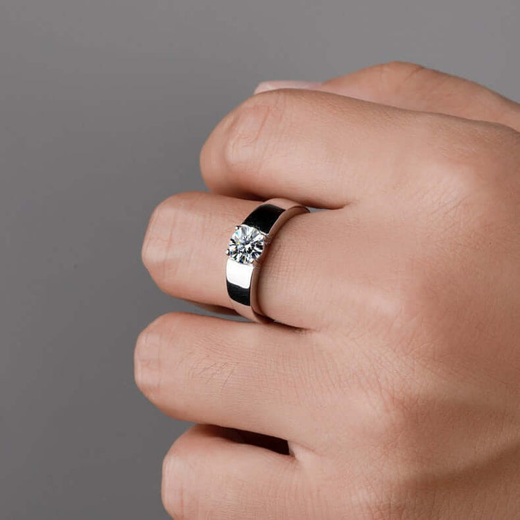 RIAX RIZON Sterling Silver Moissanite Adjustable Ring