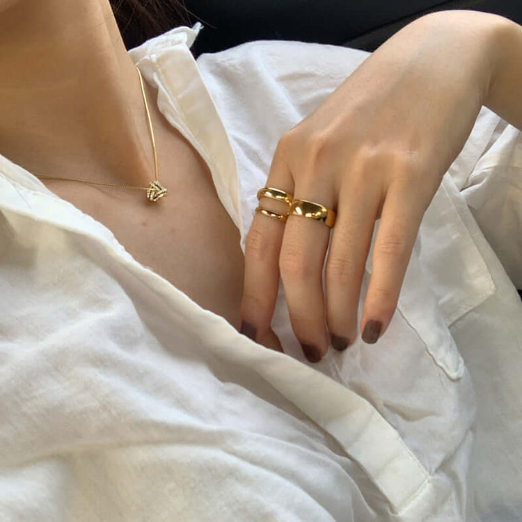 RIAX RIZON Gold-Plated Plain Couple Ring for Men and Women