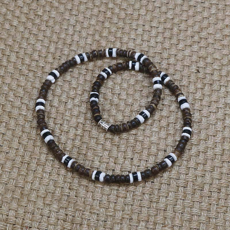 RIAX RIZON Men Tribe Ethnic Coconut Shell Necklace