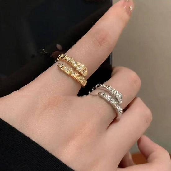 RIAX RIZON S925 Sterling Silver Sparkling Zircon Snake Ring