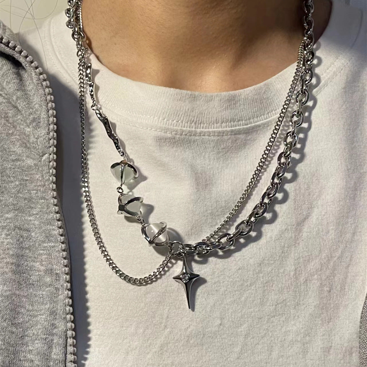 RIAX RIZON Opal Titanium Steel Necklace for Men