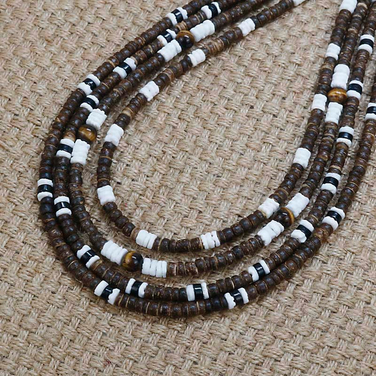 RIAX RIZON Men Tribe Ethnic Coconut Shell Necklace