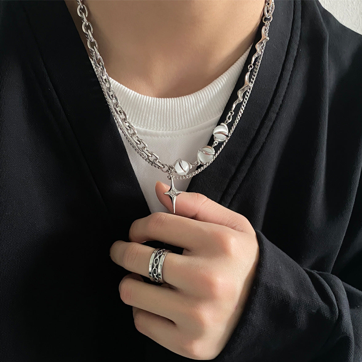RIAX RIZON Opal Titanium Steel Necklace for Men