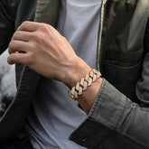 RIAX RIZON Zircon Rhombic Cuban Bracelet for Men